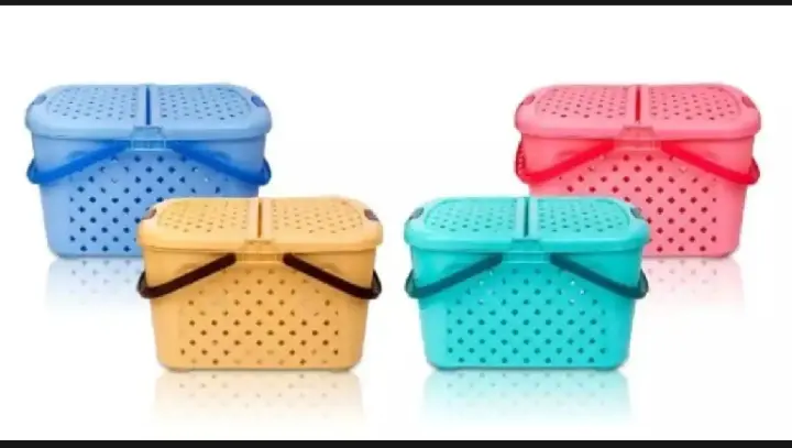 High Qualty Large Plastic Storage Basket / Baby Basket / Storage Basket  with Lid / Large size  / Mighty  Basket