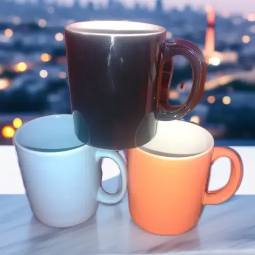 Ceramic Coffee Cup Set 6 pcs 3 Designing Color 300 ml