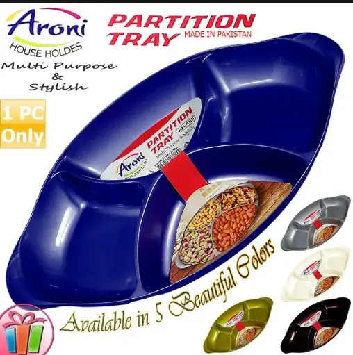 Multipurpose Partition Tray Dry Fruit Serving Platter-- Aroni House Holders Multi Purpose and Stylish 1 Pc Only